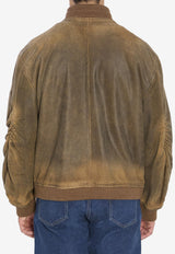 Golden Goose DB Vintage Leather Bomber Jacket Brown GUP02489-P002168-55260