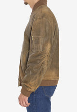 Golden Goose DB Vintage Leather Bomber Jacket Brown GUP02489-P002168-55260