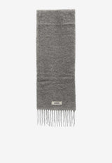 Jacquemus Carro Logo Patch Fringed Scarf Gray ACU00572BOT-4032-950