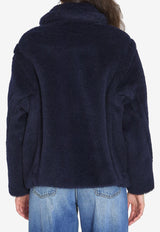 Max Mara Short Teddy Coat in Wool-Blend Blue 2611081021600-10501-005