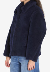 Max Mara Short Teddy Coat in Wool-Blend Blue 2611081021600-10501-005