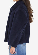 Max Mara Short Teddy Coat in Wool-Blend Blue 2611081021600-10501-005