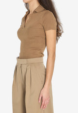 Max Mara Albero Ribbed Wool Polo T-shirt Camel 2611361171600-12019-005