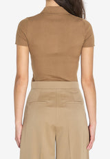 Max Mara Albero Ribbed Wool Polo T-shirt Camel 2611361171600-12019-005