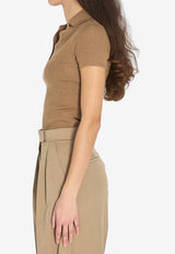 Max Mara Albero Ribbed Wool Polo T-shirt Camel 2611361171600-12019-005