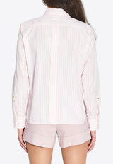 Max Mara Accenni Striped Long-Sleeved Shirt Pink 2611111111600-10020-001