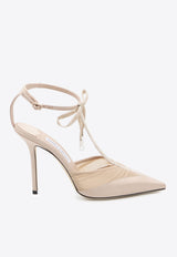 Jimmy Choo Afia 100 Satin and Mesh Pumps Cream AFIA\MESH100-DQR-MACARON