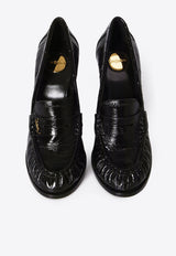 Saint Laurent Le Loafer 110 Pumps in Eel Skin Leather Black 858970-0WXAD-1000