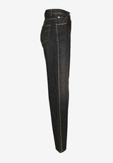 Versace Stud-Embellished Faded Jeans Black 1022452-1A16477-1D040