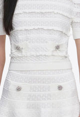 Self-Portrait Pointelle Knit Top White SS26063TW--WHITE