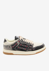 Amiri Stud Skel Denim-Effect Sneakers Black AMSNSN1002--001