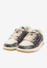 Amiri Stud Skel Denim-Effect Sneakers Black AMSNSN1002--001