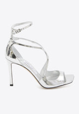Jimmy Choo Azia 95 Metallic Leather Sandals Silver AZIA95-QUI-SILVER