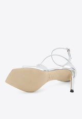Jimmy Choo Azia 95 Metallic Leather Sandals Silver AZIA95-QUI-SILVER
