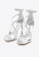 Jimmy Choo Azia 95 Metallic Leather Sandals Silver AZIA95-QUI-SILVER