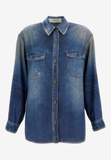 Golden Goose DB Denim Print Long-Sleeved Shirt Blue GWP02525-P002406-50100