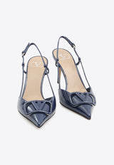 Valentino 80 VLogo Patent Leather Slingback Pumps Blue 8W2S0R01-TMK-FI8