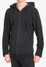 James Perse Zip-Up Hooded Sweatshirt Black MXA2130--CRN