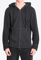 James Perse Zip-Up Hooded Sweatshirt Black MXA2130--CRN