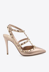 Valentino Rockstud 95 Laminated Leather Pumps Rose Gold 8W2S0393-QKH-GF9