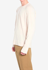 James Perse Crewneck Ribbed Sweatshirt Cream MXA3278--LATTE