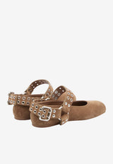 Alaïa Square-Toe Suede Ballet Flats Brown AA3A041CK177--731