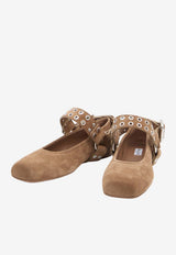 Alaïa Square-Toe Suede Ballet Flats Brown AA3A041CK177--731
