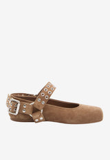 Alaïa Square-Toe Suede Ballet Flats Brown AA3A041CK177--731