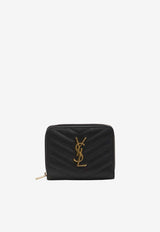Saint Laurent Cassandre Matelassé Compact Wallet Black 668288-BOW01-1000