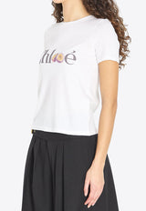 Chloé Logo Print Slim T-shirt White CH26SJH08197--101