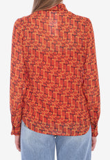 Gucci Printed Silk Shirt Orange 832898-Z7AP1-7033