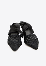 Jacquemus 80 Woven Wedge Pumps Black FOW00196A-W00816-990
