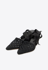 Jacquemus 80 Woven Wedge Pumps Black FOW00196A-W00816-990
