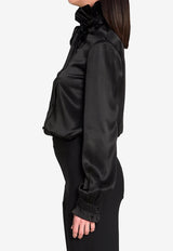 Gucci Silk Satin Shirt with Bow Black 860509-ZHS19-1000
