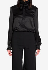 Gucci Silk Satin Shirt with Bow Black 860509-ZHS19-1000