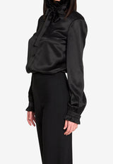 Gucci Silk Satin Shirt with Bow Black 860509-ZHS19-1000