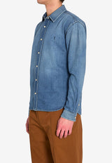 Saint Laurent Cassandre Faded Denim Shirt Blue 862246-Y29YA-4428