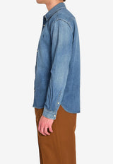 Saint Laurent Cassandre Faded Denim Shirt Blue 862246-Y29YA-4428