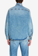 Versace Stud Embellished Denim Jacket Blue 1022747-1A16804-1D190