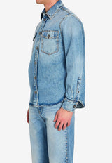 Versace Stud Embellished Denim Jacket Blue 1022747-1A16804-1D190