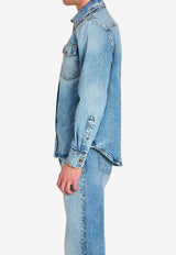 Versace Stud Embellished Denim Jacket Blue 1022747-1A16804-1D190