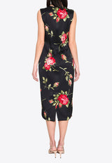 Dolce & Gabbana Bouquet Rose Print Midi Dress Multicolor F6GAST-FSICD-HN5ZN