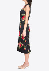Dolce & Gabbana Bouquet Rose Print Midi Dress Multicolor F6GAST-FSICD-HN5ZN