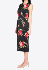 Dolce & Gabbana Bouquet Rose Print Midi Dress Multicolor F6GAST-FSICD-HN5ZN