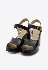 Valentino Fawcette 90 Calf Leather Platform Sandals Black 8W2S0MI1-ZJM-0NO