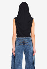 Alaïa V-neck Hooded Bodysuit Black AA9B0426J090C--995