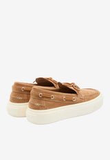 Hogan Crosswind Suede Flatform Boat Loafers Brown HXW7050GB30-BTM-C811