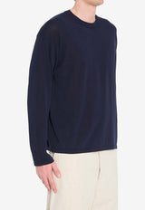 Roberto Collina Knitted Crewneck Sweater Blue 261MYA11001--10