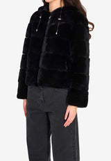 Yves Salomon Reversible Rabbit Fur Jacket Black 26WYV30158-REXX-C99