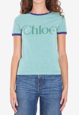 Chloé Slim Logo T-shirt Green CH25AJH24173--97X